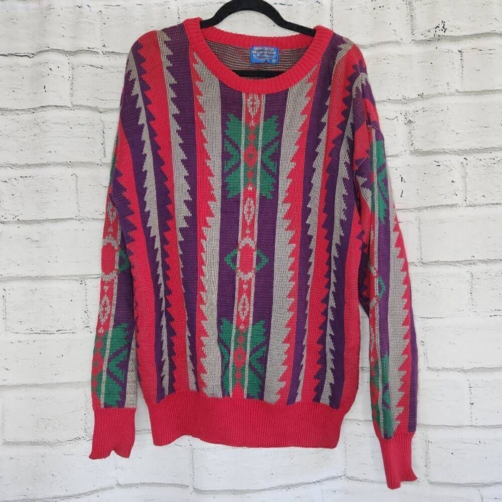 Pendleton Multicolor High Grade Western Wear Crew Neck Pullover Sweater Medium